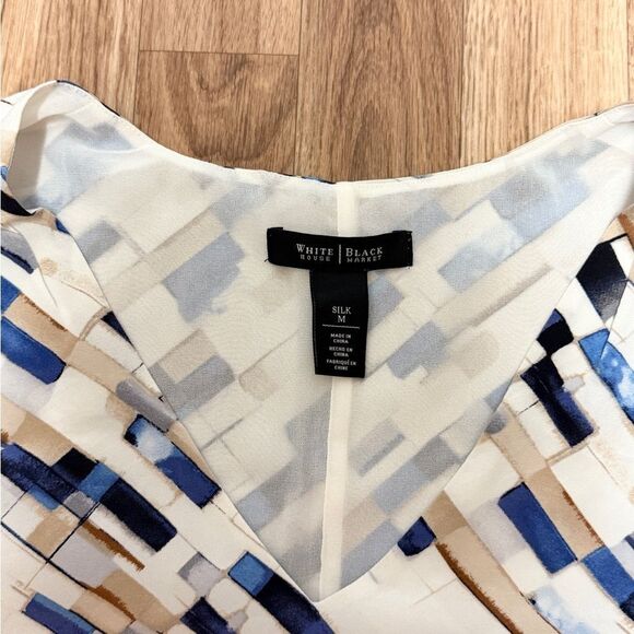 White House Black Market Sleeveless Patterned Silk Tunic - Picture 2 of 3